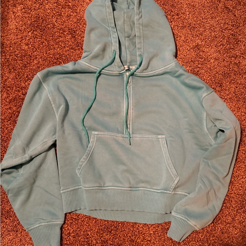 Zenana Women's Cropped Hooded Sweatshirt - Light Teal